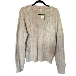 NWT Joie Cable Knit Light Gray Pullover Sweater SZ XL